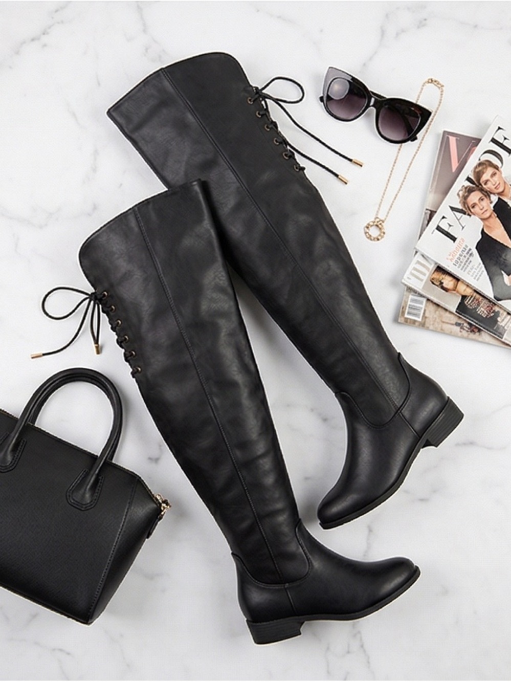 TOP Moda Black Over the Knee Boots. Perfect for adding flair to any outfit. - Picture 5 of 6
